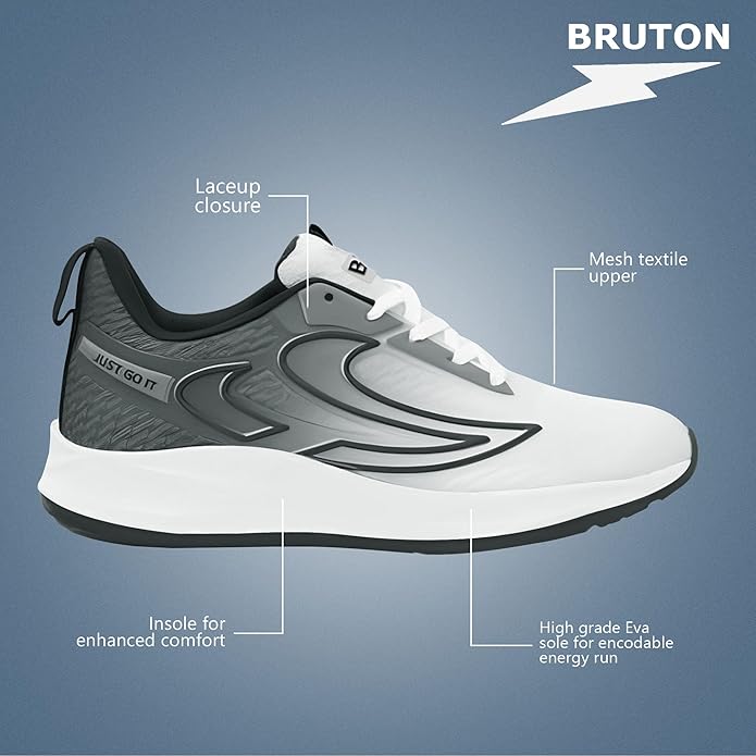 BRUTON EVA Lite Sport Shoes Running Shoes for Men- White - Image 5